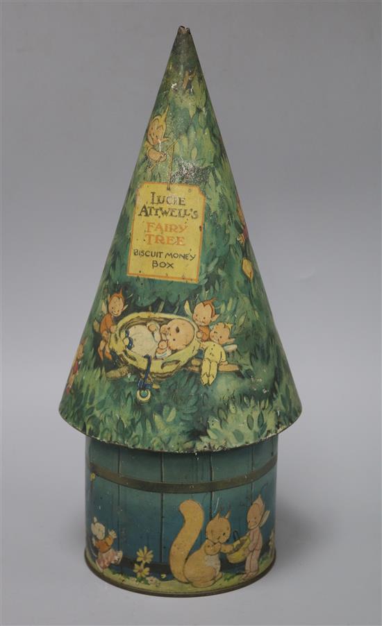 A William Crawford & Sons Ltd Lucie Attwell Fairy Tree biscuit money box height 35cm